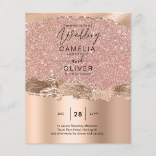 Flyer Invitación a la boda de glamour moderno con Rosa d