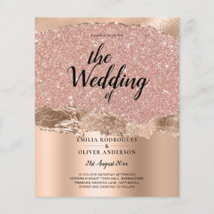 Flyer Invitación a la boda de glamour moderno con Rosa d
