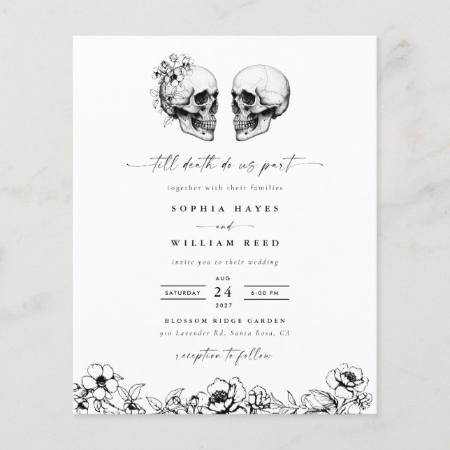 Flyer Invitación a la boda de Gótico elegante con el crá (Frente)