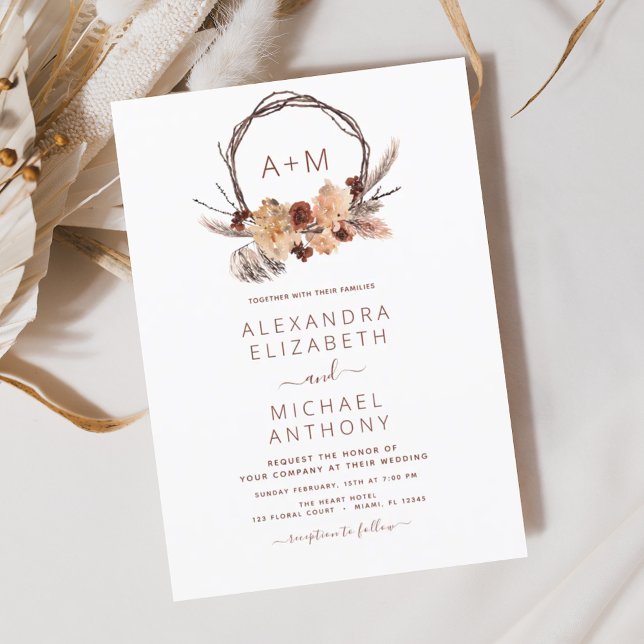Flyer Invitación a la boda de Grass Boho Pampas (Subido por el creador)