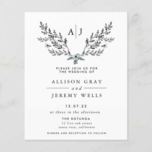 Flyer Invitación a la boda de invierno con escarcha | Pr (Frente)
