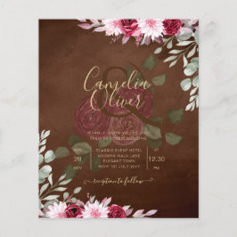 Flyer Invitación a la boda de invierno con flores de bor
