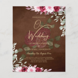 Flyer Invitación a la boda de invierno con flores de bor