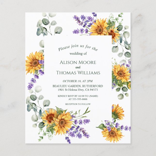 Flyer Invitación a la boda de la boda del presupuesto de (Frente)