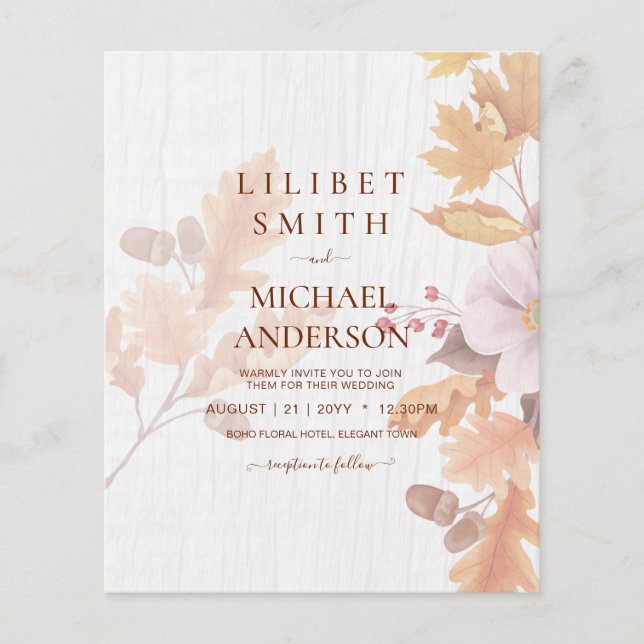 Flyer Invitación a la boda de la caída de LeahG Terracot (Frente)