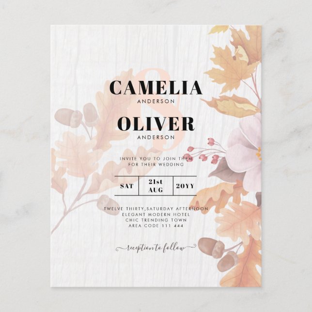 Flyer Invitación a la boda de la caída de LeahG Terracot (Frente)
