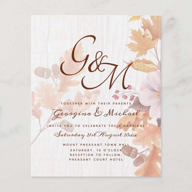 Flyer Invitación a la boda de la caída de LeahG Terracot (Frente)