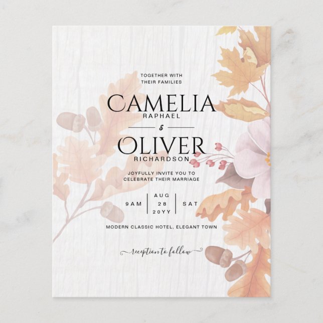 Flyer Invitación a la boda de la caída de LeahG Terracot (Frente)