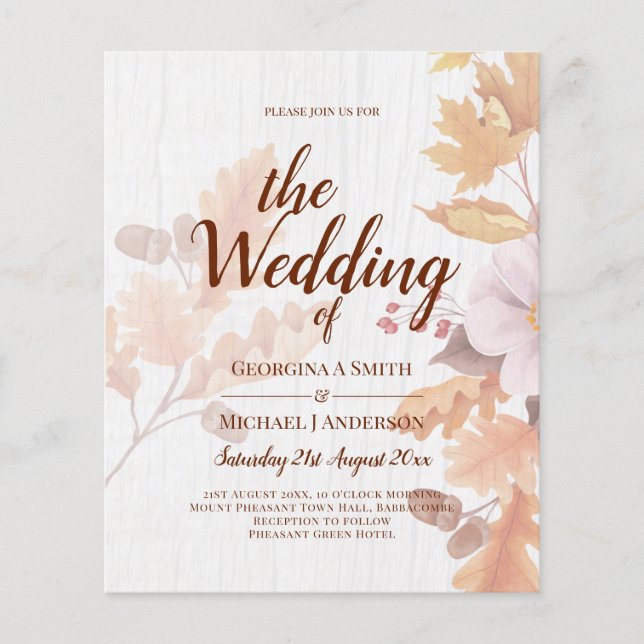 Flyer Invitación a la boda de la caída de LeahG Terracot (Frente)