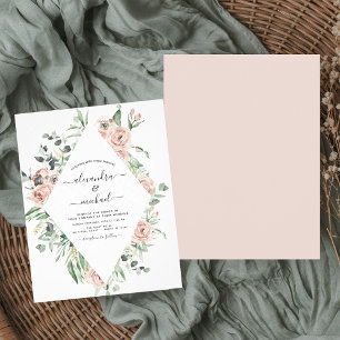 Flyer Invitación a la boda de la ecología rosa y polvori