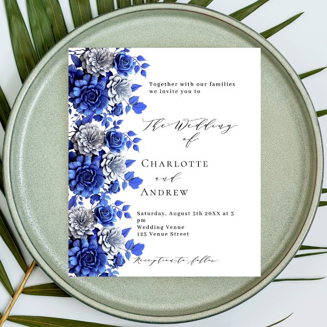 Flyer Invitación a la boda de la escritura floral blanca (Subido por el creador)