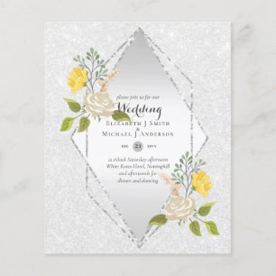 Flyer Invitación a la boda de la flor amarilla blanca de
