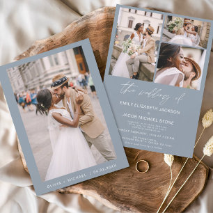 Flyer Invitación a la boda de la foto azul y turbia del 