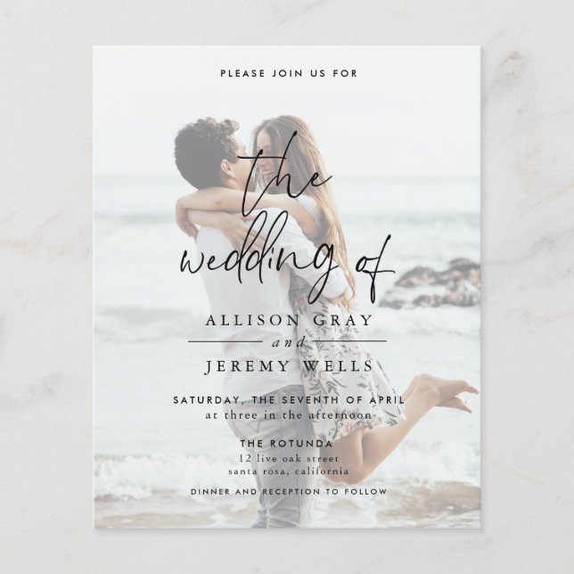 Flyer Invitación a la boda de la foto del presupuesto (Frente)