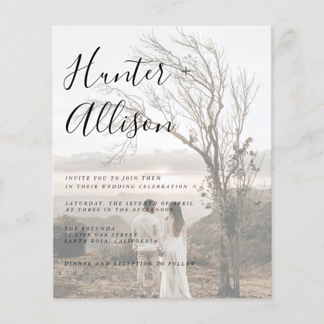 Flyer Invitación a la boda de la foto del presupuesto (Frente)