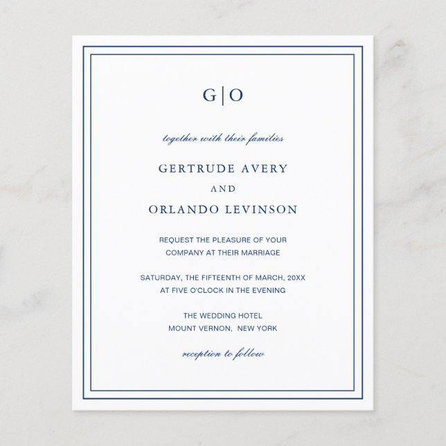 Flyer Invitación a la boda de la Marina Azul (Frente)