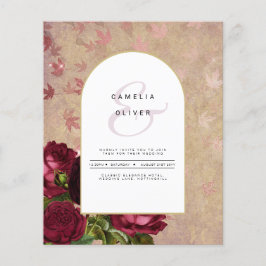 Flyer Invitación a la boda de la moderna vinagre de rosa