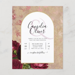 Flyer Invitación a la boda de la moderna vinagre de rosa