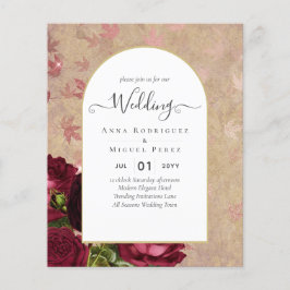 Flyer Invitación a la boda de la moderna vinagre de rosa