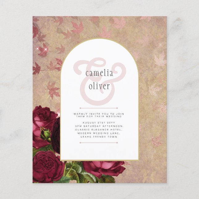 Flyer Invitación a la boda de la moderna vinagre de rosa (Frente)