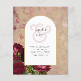 Flyer Invitación a la boda de la moderna vinagre de rosa