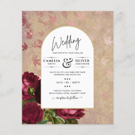 Flyer Invitación a la boda de la moderna vinagre de rosa