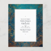 Invitación a la boda de la Patina de Cobre Grunge