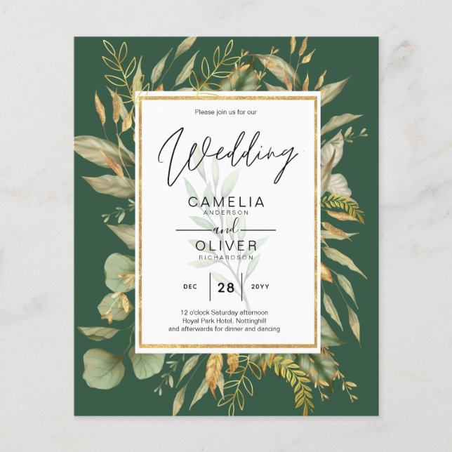 Flyer Invitación a la boda de la verde esmeralda de Leah (Frente)