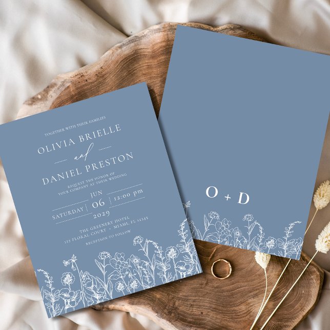 Flyer Invitación a la boda de monograma azul turquesa (Subido por el creador)