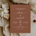 Flyer Invitación a la boda de Naranjas quemados por Boho<br><div class="desc">Eleva tu papelería boda con nuestras Minimalistas invitaciones a la boda de Terracota Boho. Estas invitaciones son la elección perfecta para las parejas que buscan captar la esencia de su día especial con sencillez y estilo. El color terracota aporta un toque de calidez a la tierra, mientras que el minimalista...</div>