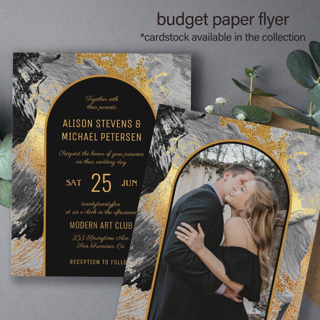 Flyer Invitación a la boda de oro abstracto del presupue (Subido por el creador)