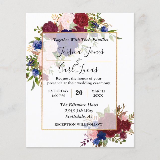 Flyer Invitación a la Boda de Oro de la Marina Borgoña (Frente)