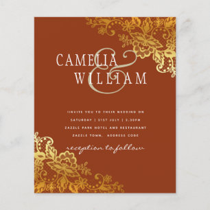 Flyer Invitación a la boda de oro Lace Classic de BUDGET