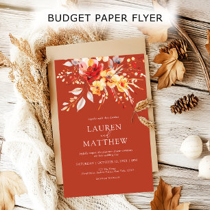 Flyer Invitación a la boda de otoño del Naranja de óxido