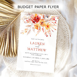 Flyer Invitación a la boda de otoño floral elegante con 