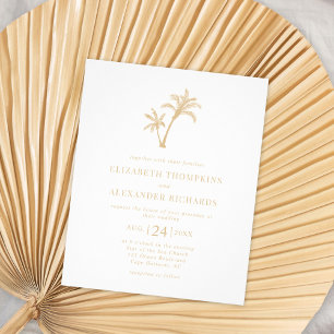 Flyer Invitación a la boda de Palm Beige Tropical Beach