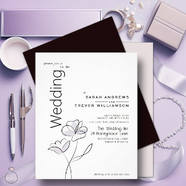 Flyer Invitación a la Boda de Pluma Dusty con Floral Mod