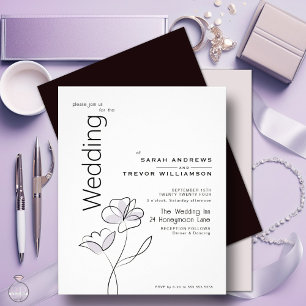 Flyer Invitación a la Boda de Pluma Dusty con Floral Mod