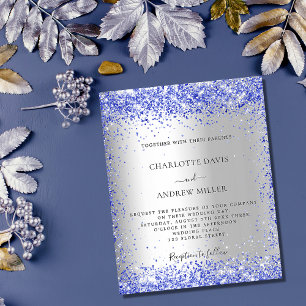 Flyer Invitación a la boda de purpurina azul plateado