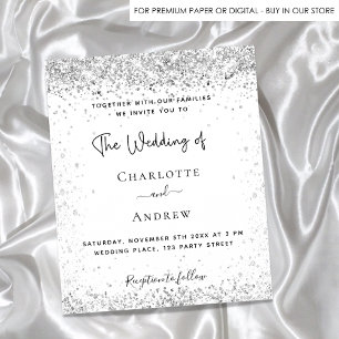 Flyer Invitación a la boda de purpurina de escritura de