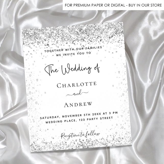 Flyer Invitación a la boda de purpurina de escritura de  (Subido por el creador)