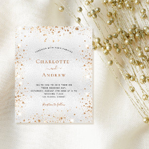 Flyer Invitación a la boda de purpurina de oro plateado