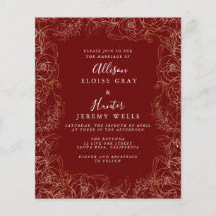 Flyer Invitación a la boda de Relieve metalizado de oro