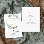 Flyer Invitación a la boda de un eucalipto<br><div class="desc">Budget All in One Eucalyptus Greenery Succulent Botanical Watercolor Spring Wedding Invitaciones sobre el fondo blanco - incluye hermosa y elegante tipografía de escritura con hojas botánicas modernas y vegetación para la celebración especial del Día de la Boda.</div>