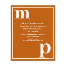 Invitación a la boda de un Naranja con un monogram
