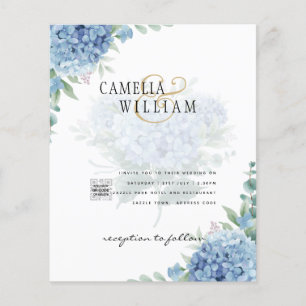 Flyer Invitación a la boda de una foto de Hydrangea azul