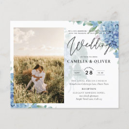 Flyer Invitación a la boda de una foto de Hydrangea azul