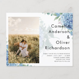Flyer Invitación a la boda de una foto de Hydrangea azul