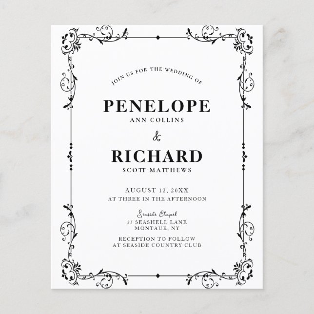 Flyer Invitación a la boda decorativa del presupuesto de (Frente)