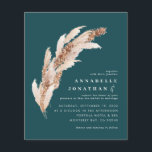Flyer Invitación a la boda del boho verde azulado del pr<br><div class="desc">Cuadros acuáticos de pasto botánico y escritura de escritura con espacio para código QR. Moderna colección de diseño de tendencia en estilo contemporáneo en la terracota Trend,  color verde azulado,  negro y beige natural.</div>